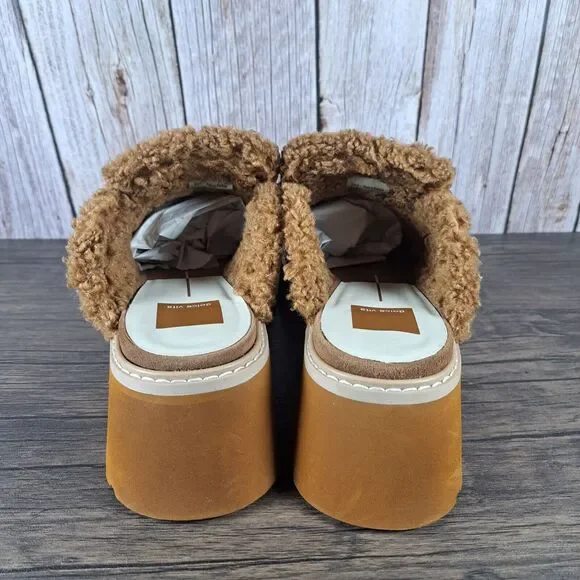 Dolce Vita Lelani Plush Flat Platform Mule Women's Sz 9 Pecan Suede (VGC) - Picture 4 of 9